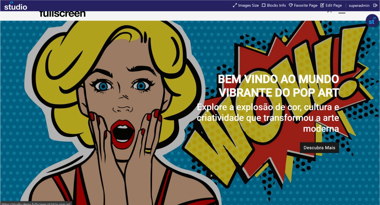 Exemplo visual da barra de funcionalidades
